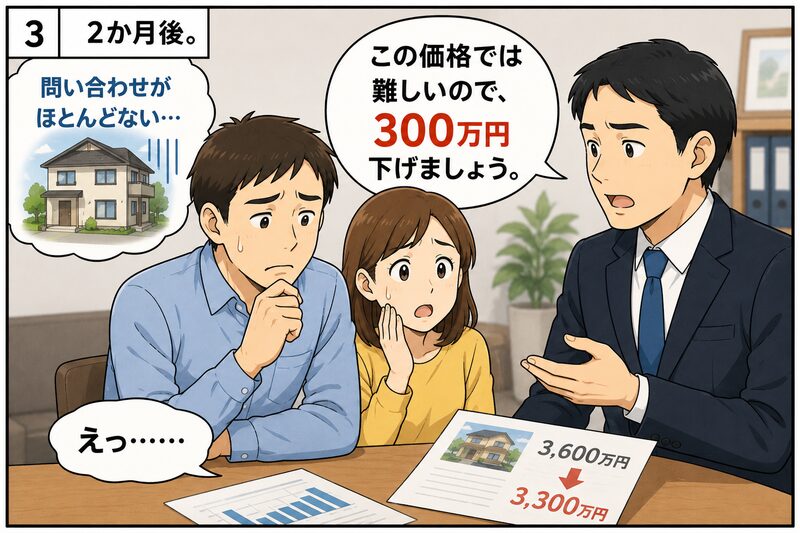 不動産売却の問い合わせが少なく、営業担当者から300万円の値下げを提案され驚く夫婦