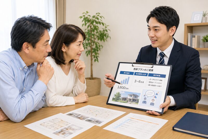 資料を使って分かりやすく説明する営業担当者