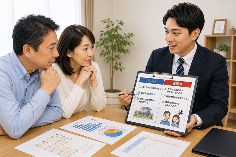 メリットと注意点の両方を説明する営業担当者