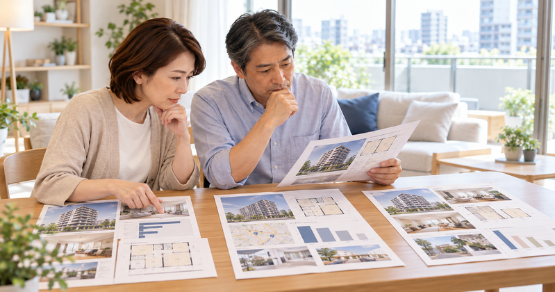 マンション一括査定で3社の査定額だけでなく販売方法や査定根拠を比較する夫婦