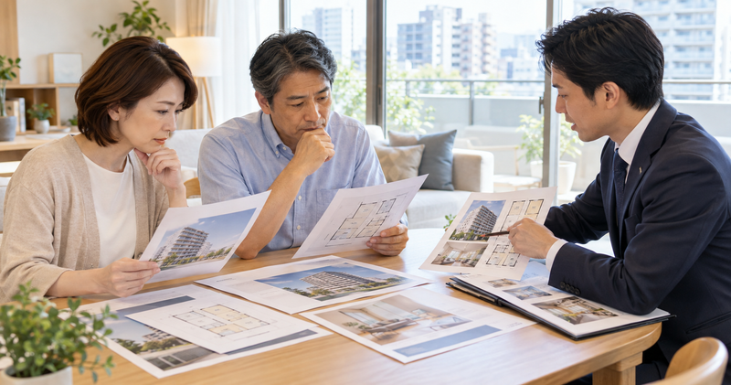 マンション査定の信憑性を確認するため査定額の根拠や成約事例を確認する夫婦