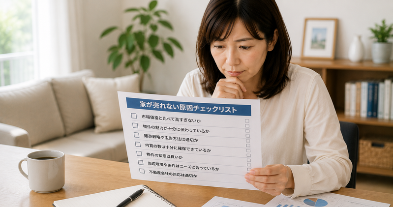 家が売れない原因をチェックリストで確認する女性