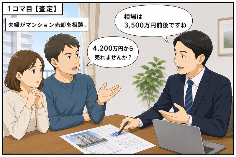 夫婦がマンション売却を相談。