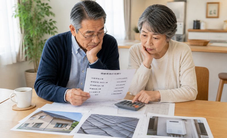外壁・屋根・給湯器などの修繕費を確認する70代夫婦