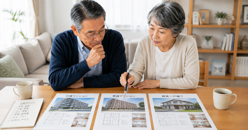 戸建て売却後のマンションや賃貸住宅を比較する70代夫婦