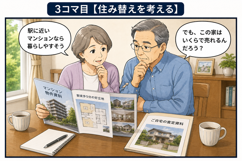 駅近マンションへの住み替えを検討し、自宅がいくらで売れるか考える70代夫婦
