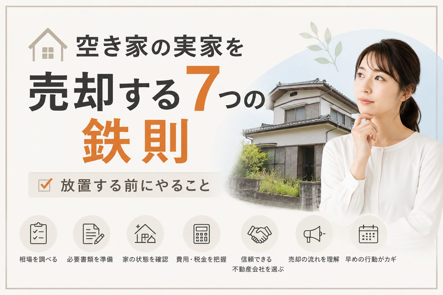 空き家の実家を売却する7つの鉄則と放置する前にやることを解説するイメージ