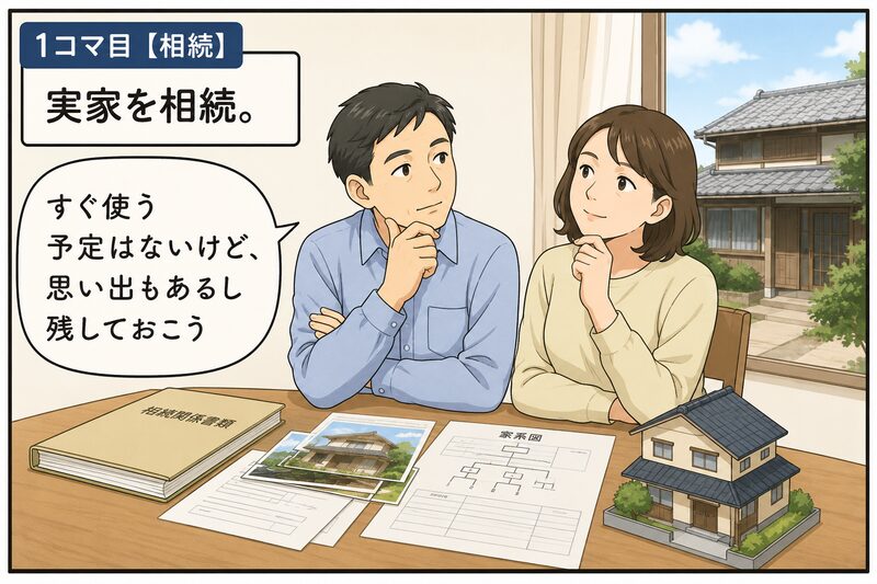 相続した実家をどうするか相談する夫婦