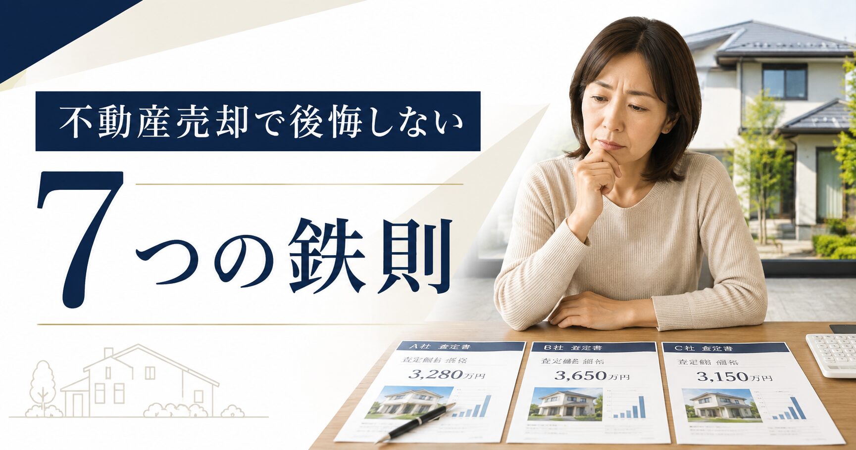 不動産売却で後悔しないために複数の査定資料を比較する女性