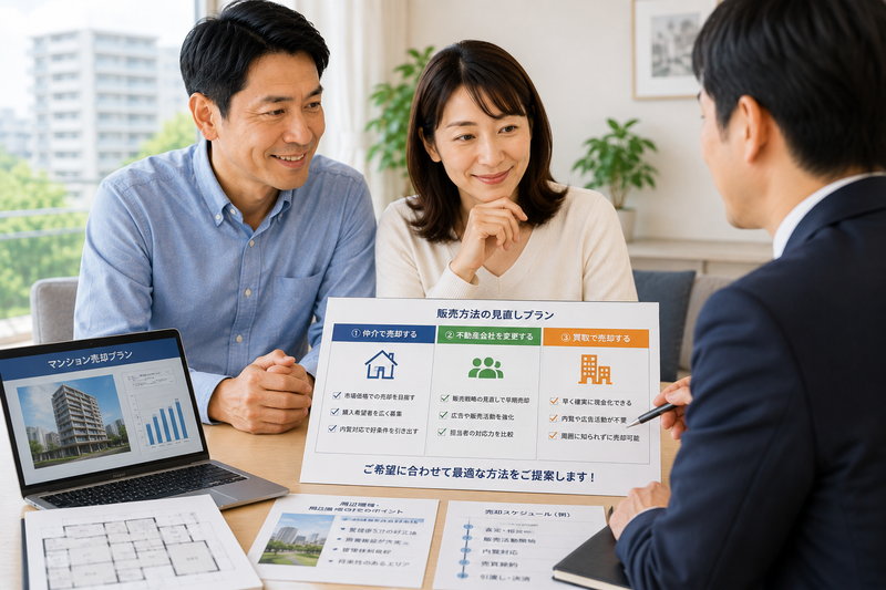 販売方法を見直しマンション売却に向けて前向きに相談する夫婦