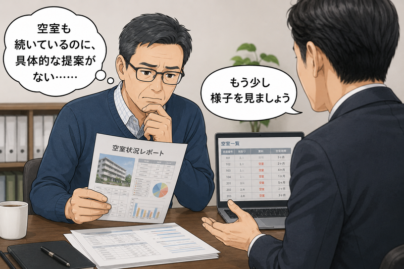 空室が続いているのに管理会社から具体的な提案がなく悩むオーナー