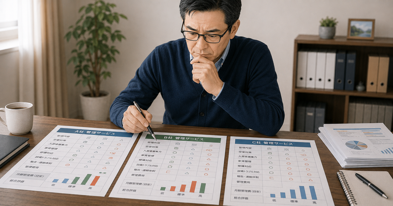 複数の賃貸管理会社の管理内容や空室対策と費用を比較するオーナー