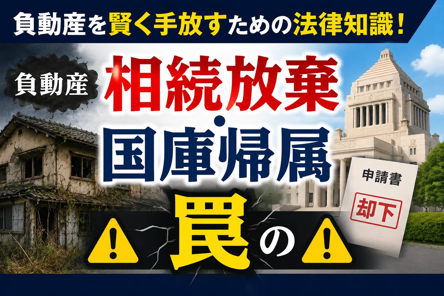 放置されて荒れ果てた空き家と、その処分費用や法律トラブルに頭を抱える家族