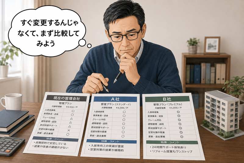現在の賃貸管理会社と他社の管理内容を比較して見直すオーナー