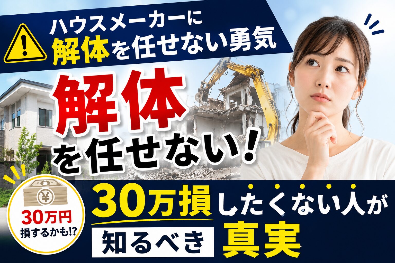 解体工事で損したくない人　ハウスメーカーに解体を任せない