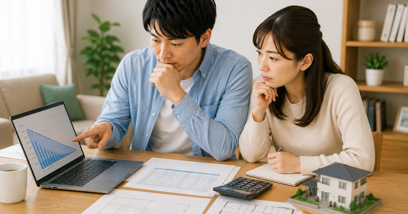 60歳時点の住宅ローン残高を確認する夫婦