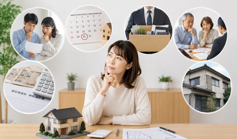 「転勤・相続・住宅ローン・税金・空き家などを理由に、不動産の早めの査定を検討する女性