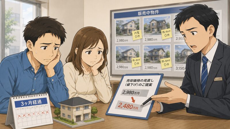 3か月経っても売れず、値下げを提案される。