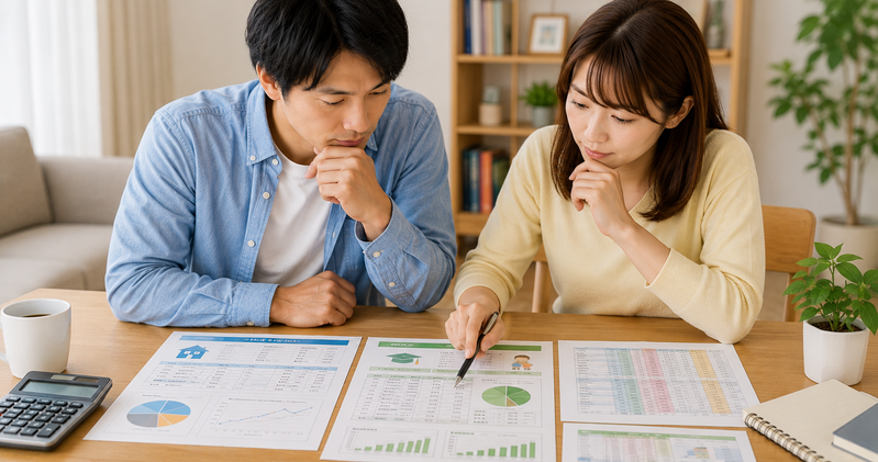 教育費と住宅ローン金利を一緒に確認する30代夫婦