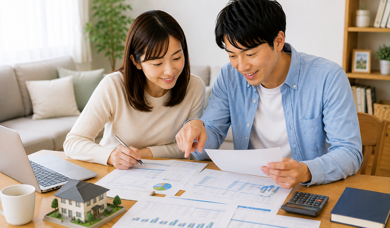 35年住宅ローンの完済年齢と老後資金を確認して相談する夫婦