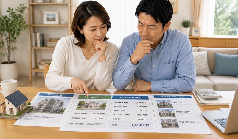 今の家の売却後に住む場所と資金計画を確認する夫婦