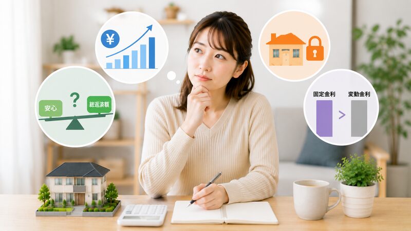 固定金利について考える女性