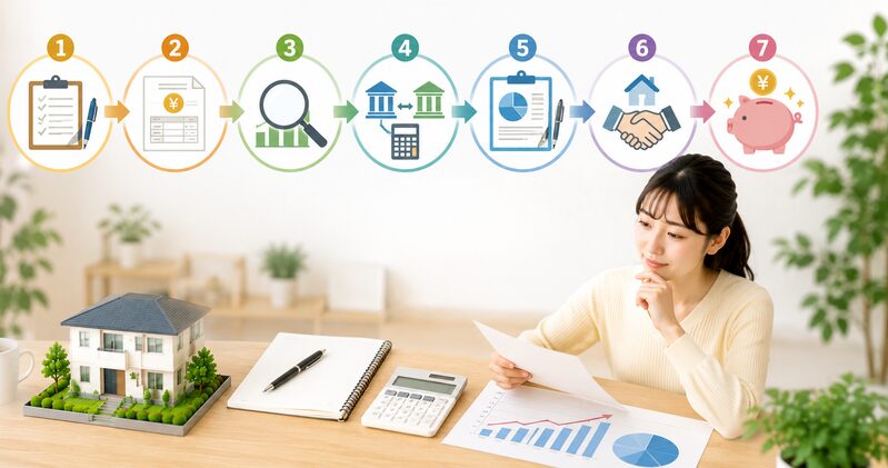 不動産売却のための7つのステップについて考える女性