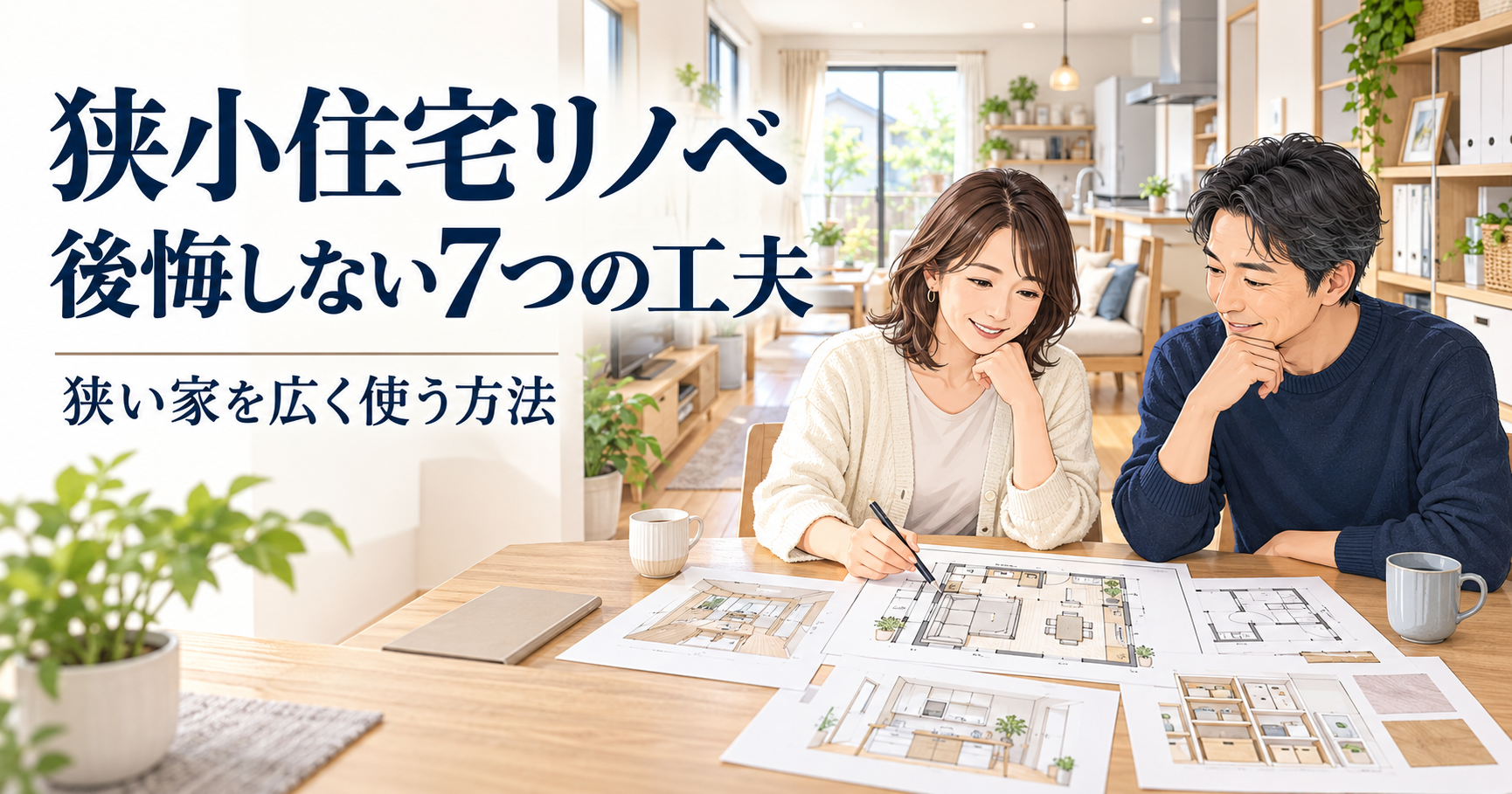 狭小住宅リノベで後悔しないため間取りや家具配置と収納を確認する夫婦