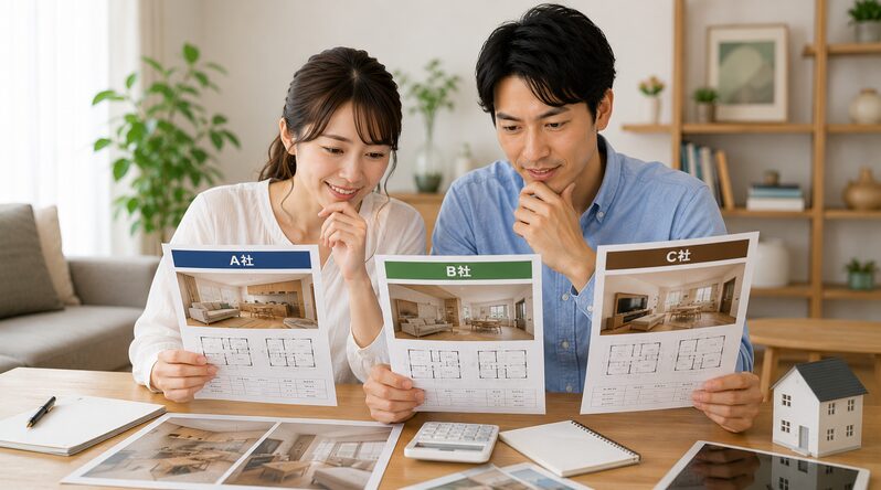 複数社の見積りを比較する夫婦


