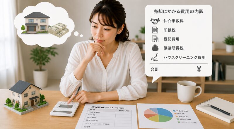 自宅売却にかかる費用の内訳を考える主婦